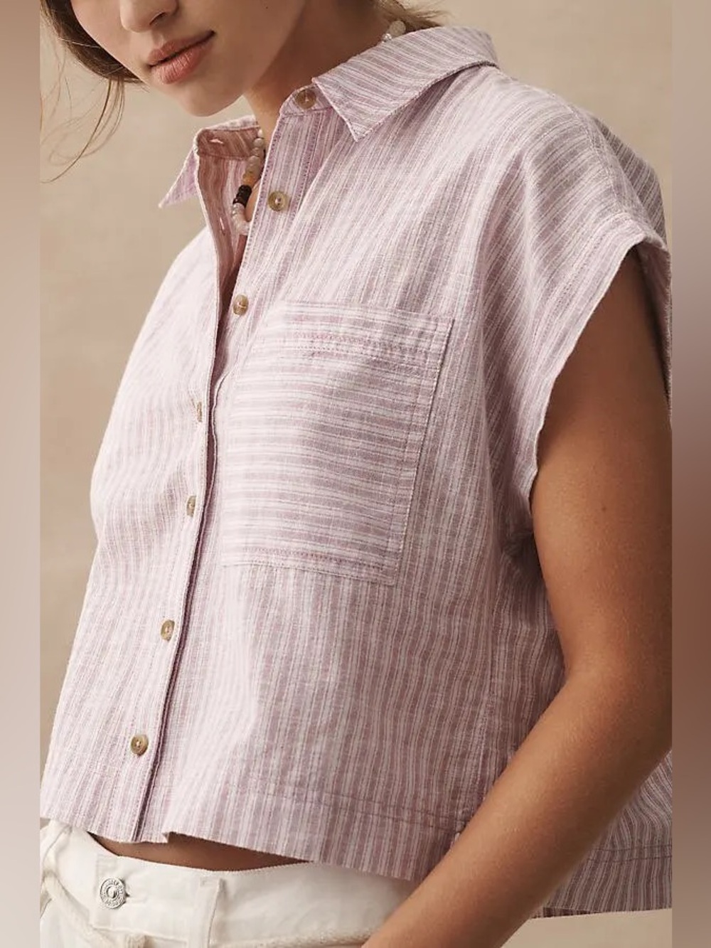 Anthropologie | Pilcro linen blend wedge crop blouse